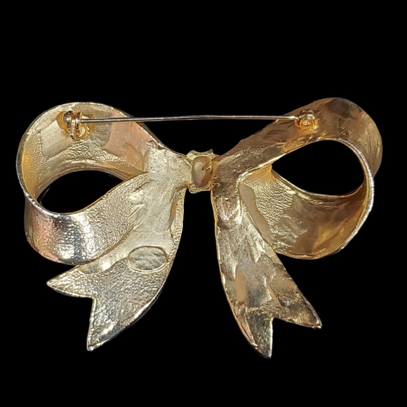 Vintage Gold Tone Bow Brooch - Picture 3 of 4
